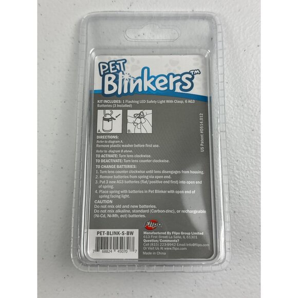 Pet Blinkers Small Breed Flashing LED Safety Light Blue & White Weather Resistan - Picture 4 of 5
